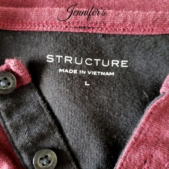 3/$25 Structure Men's Burgundy Casual Shirt Size Large - Picture 6 of 9